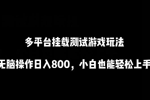 多平台挂载测试游戏玩法,无脑操作日入800,小白也能轻松上手【揭秘】