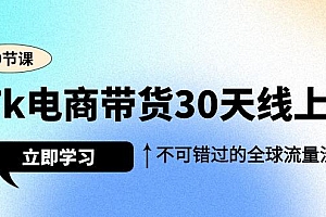 (9463期)Tk电商带货30天线上课,不可错过的全球流量洼地(29节课)