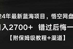 2024年最新蓝海项目,悟空网盘拉新,日入2700+错过后悔一年【附保姆级教程+渠道】【揭秘】