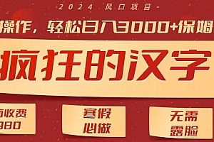 外面收费2980的,疯狂汉字游戏拉新,无脑操作,无需露脸,寒假必做(素材+教程+保姆级教学)