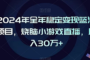 2024年全年稳定变现蓝海项目,烧脑小游戏直播,月入30万+【揭秘】