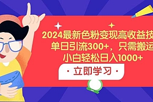 (9480期)2024最新色粉变现高收益技术,单日引流300+,只需搬运,小白轻松日入1000+