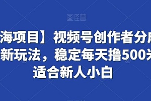 【蓝海项目】视频号创作者分成掘金最新玩法,稳定每天撸500米,适合新人小白【揭秘】