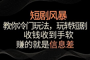 短剧风暴,教你冷门玩法,玩转短剧,收钱收到手软【揭秘】