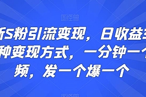 最新S粉引流变现,日收益300+多种变现方式,一分钟一个视频,发一个爆一个【揭秘】