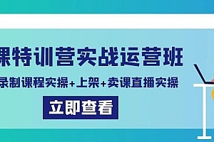 卖课特训营实战运营班:拍摄+录制课程实操+上架课程+卖课直播实操