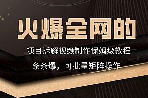 火爆全网的项目拆解类视频如何制作,条条爆,保姆级教程