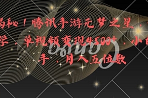 全网揭秘!腾讯手游元梦之星,十分钟顶尖教学,单视频变现4500+【揭秘】