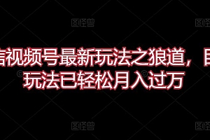 微信视频号最新玩法之狼道,目前玩法已轻松月入过万【揭秘】
