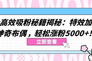 两个高效吸粉秘籍揭秘:特效加持与神奇布偶,轻松涨粉5000+【揭秘】