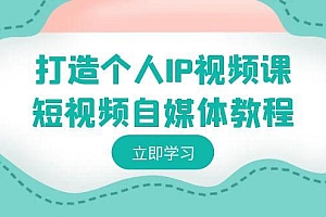 打造个人IP视频课-短视频自媒体教程,个人IP如何定位,如何变现
