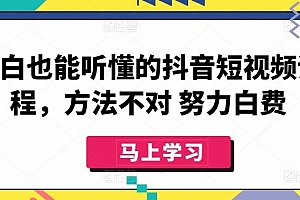 小白也能听懂的抖音短视频课程,方法不对 努力白费