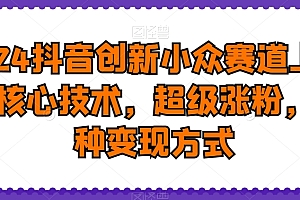 2024抖音创新小众赛道上热门核心技术,超级涨粉,多种变现方式【揭秘】