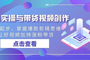 剪辑实操与带货视频创作,从0起步,掌握爆款剪辑思维,让好视频加持涨粉...