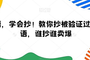 广告语,学会抄!教你抄被验证过的广告语,谁抄谁卖爆