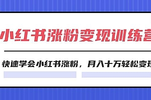 2024小红书涨粉变现训练营,快速学会小红书涨粉,月入十万轻松变现(40节