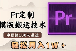 最新Pr定制模版搬运技术,中视频100%通过,几分钟一条视频,轻松月入1W+【揭秘】