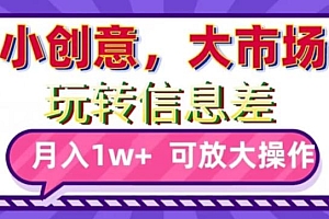 玩转信息差,小创意,大市场,月入10000+,可放大操作