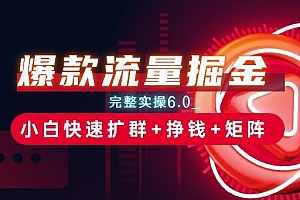 爆款流量掘金_完整实操6.0_小白快速扩群+挣钱+矩阵思路【揭秘】