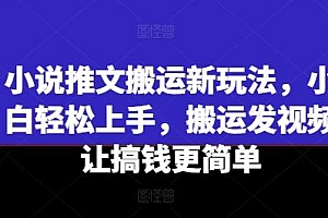 小说推文搬运新玩法,小白轻松上手,搬运发视频让搞钱更简单