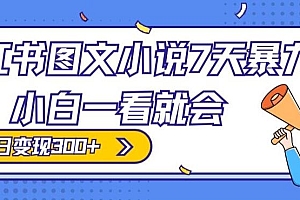 小红书图文小说7天暴力玩法,小白一看就会,单日变现300+