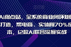 Ai终点站,全系统商业闭环矩阵打造,帮电商、实体降70%成本,12款Ai联合深度实战