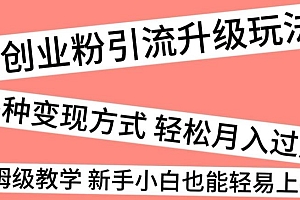 创业粉引流升级玩法,多种变现方式轻松月入过万,保姆级教学新手小白也能轻易上手!