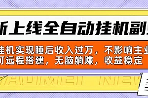 新上线全自动挂机副业:靠挂机实现睡后收入过万,不影响主业可远程搭建...
