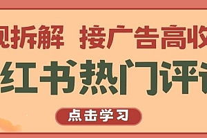 小红书热门评论,变现拆解,接广告高收入【揭秘 】
