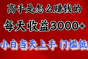 高手是怎么赚钱的,一天收益3000+ 这是穷人逆风翻盘的一个项目,非常稳...