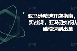 亚马逊精选开店指南,选品实战课,亚马逊如何从0基础快速到出单