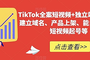 TikTok全案短视频+独立站,包括:建立域名、产品上架、能自主从0-1短视频起号等