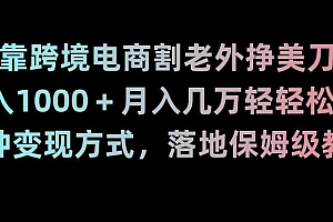 靠跨境电商割老外挣美刀,日入1000+月入几万轻轻松松!多种变现方式,落地保姆级教程【揭秘】