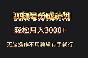 视频号流量分成,不用剪辑,有手就行,轻松月入2000+