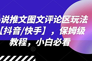 小说推文图文评论区玩法【抖音/快手】,保姆级教程,小白必看