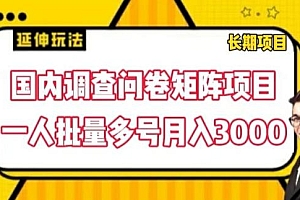 国内调查问卷矩阵项目,一人批量多号月入3000【揭秘】