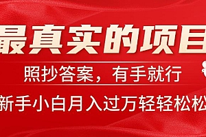 最真实的项目,照抄答案,有手就行,新手小白月入过万轻轻松松