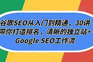 谷歌SEO从入门到精通,30讲带你打造排名,清晰的独立站+Google SEO工作流