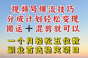 视频号分成最暴力赛道,几分钟出一条原创,最强搬运+混剪新方法,谁做谁爆【揭秘】