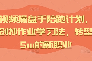 IP短视频操盘手陪跑计划,全平台独创抄作业学习法,转型月入5w的新职业