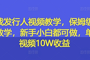 游戏发行人视频教学,保姆级实操教学,新手小白都可做,单条视频10W收益
