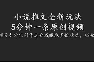 小说推文全新玩法,5分钟一条原创视频,结合视频号支付宝创作者分成赚取多份收益