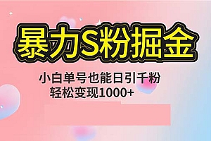 单人单机日引千粉,变现1000+,S粉流量掘金计划攻略