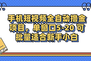 手机短视频掘金项目,单窗口单平台5-20 可批量适合新手小白