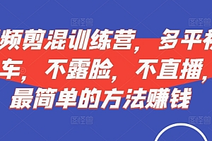 短视频剪混训练营,多平视台频挂车,不露脸,不直播,用最简单的方法赚钱