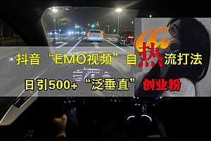 抖音EMO视频自热打法,日引500+“泛垂直”创业粉