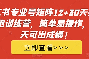小红书专业号矩阵12+30天引流陪跑训练营,简单易操作,15天可出成绩!