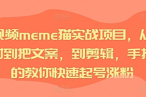 短视频meme猫实战项目,从选素材到把文案,到剪辑,手把手的教你快速起号涨粉