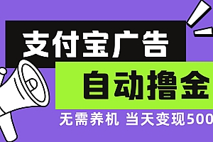 支付宝广告全自动撸金,无需养机,当天落地500+