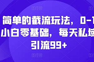 简单的截流玩法,0-1小白零基础,每天私域引流99+【揭秘】